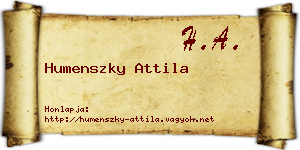 Humenszky Attila névjegykártya